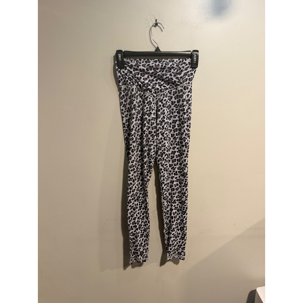Aerie Chill Play Move Crossover High Waisted Leopard Print Leggings Grey Navy M